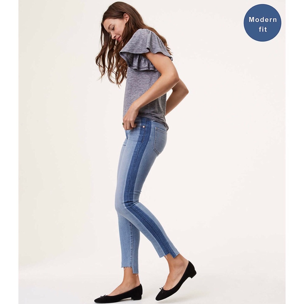 LOFT contrast stripe cropped jean - size 31/US 12